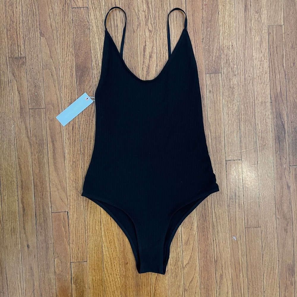 Black Backless Emiri Bodysuit x Angie Bauer